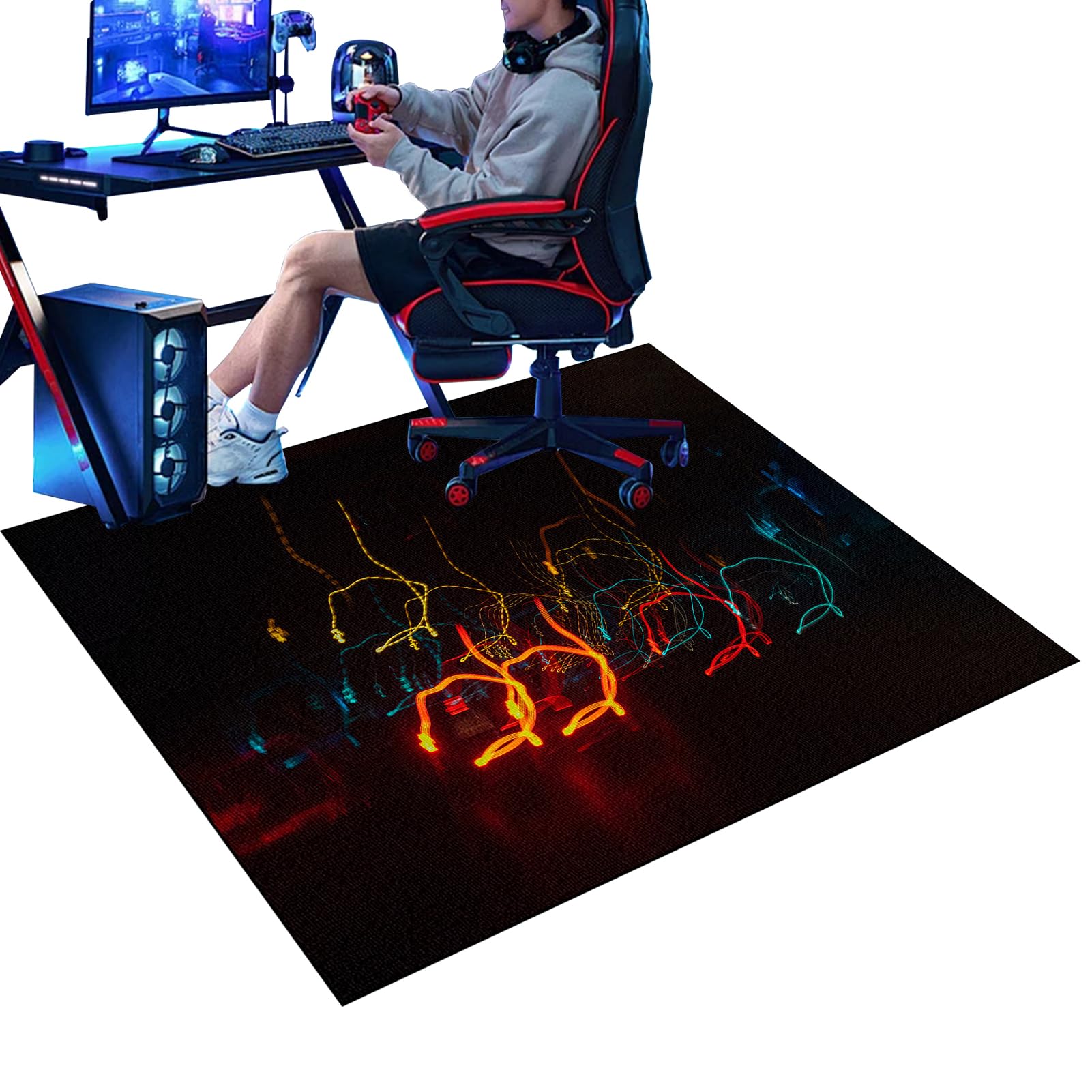 Gaming Chair Mat Non-Slip Desk Chair Mat for Carpet, Rectangle Office Chair Mat for Carpeted Floors, Carpet Protector Chair Mat for Home and Office Floor Mats Wood/Tile Protection Mat 140 x 160 cm