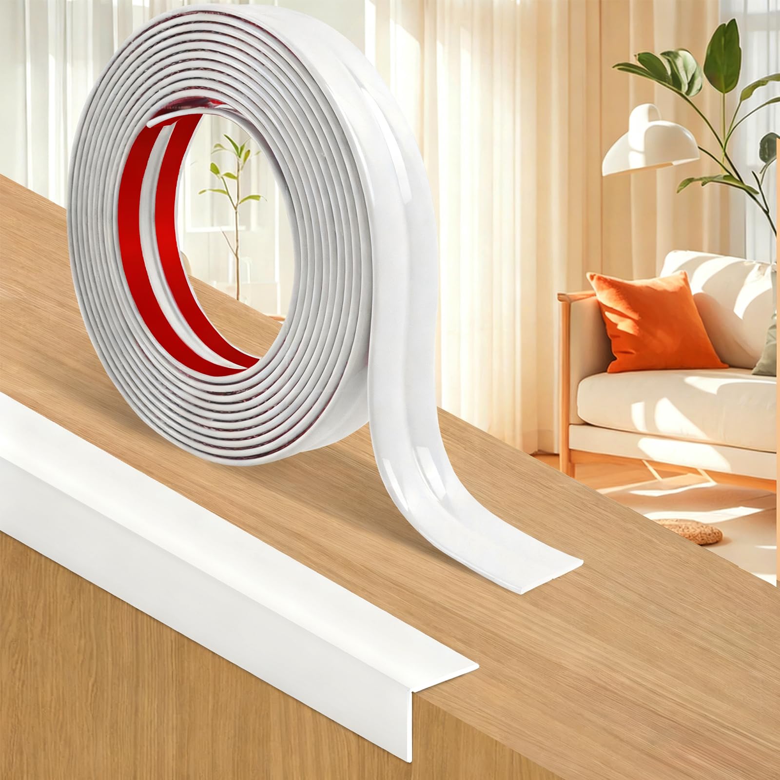3M Corner Trim, Self Adhesive Flexible PVC Edging Strip ，Peel and Stick Wall Moulding for Tile Edging, Wall, Ceiling and Furniture Edge Protection, 2cm Wide