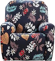 Vista 1 de Juego de 4 fundas para sillón reclinable de alta elasticidad, funda suave para sofá de 1 asiento, funda estampada para silla reclinable con bolsillo