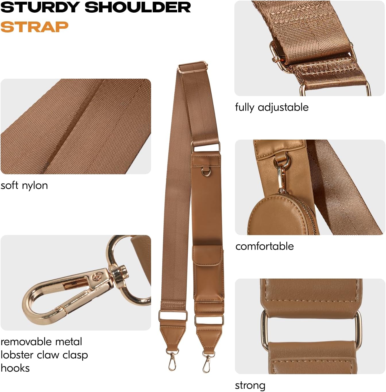 Small Crossbody Cell Phone Bag for Women and Men, Multi-Pocket Shoulder Purse with Adjustable & Removable Strap (Brown) - Image 7