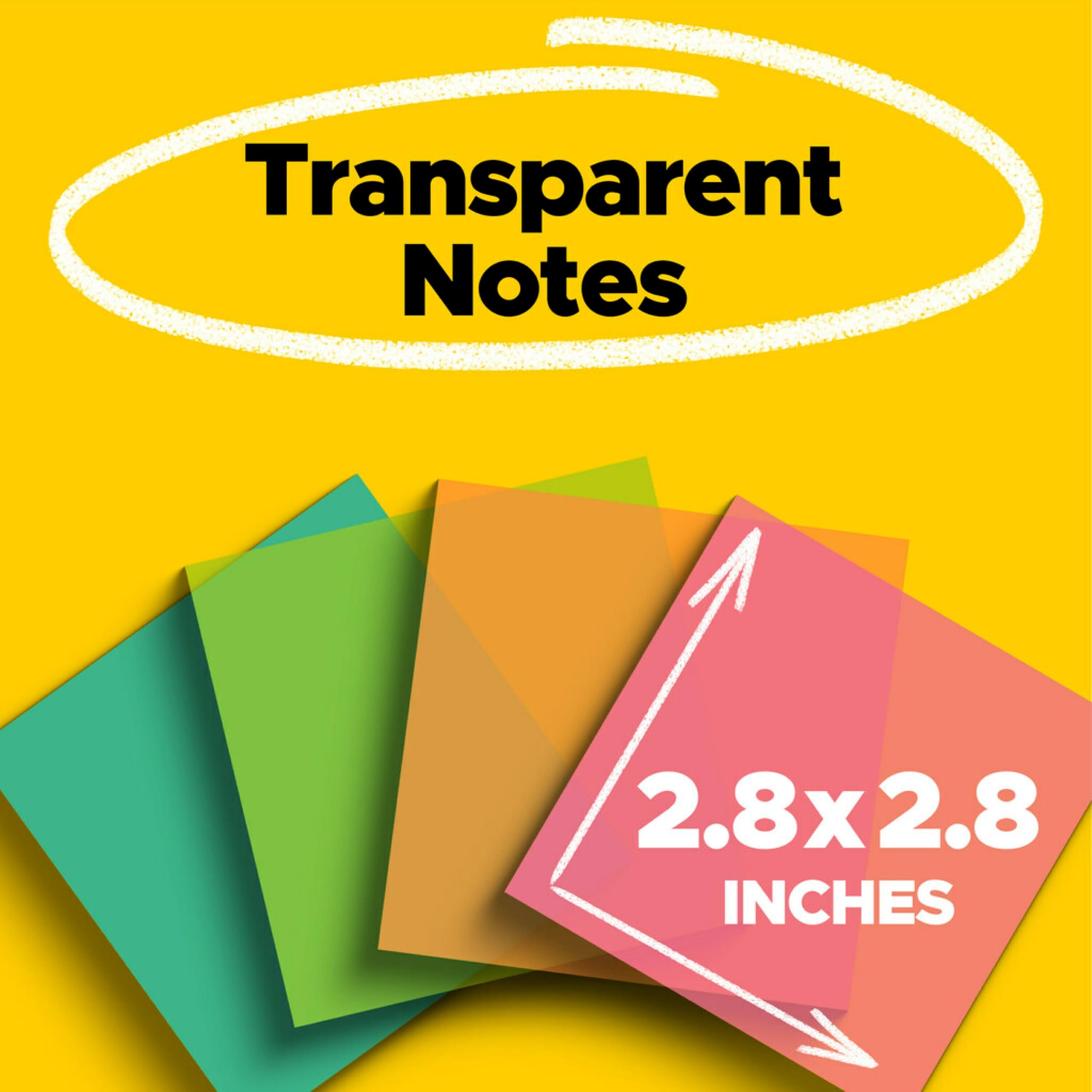 Post-it Kolorowe przezroczyste karteczki samoprzylepne, 3 x 3 cale, bezpiecznie przyklejają się i usuwają czysto
