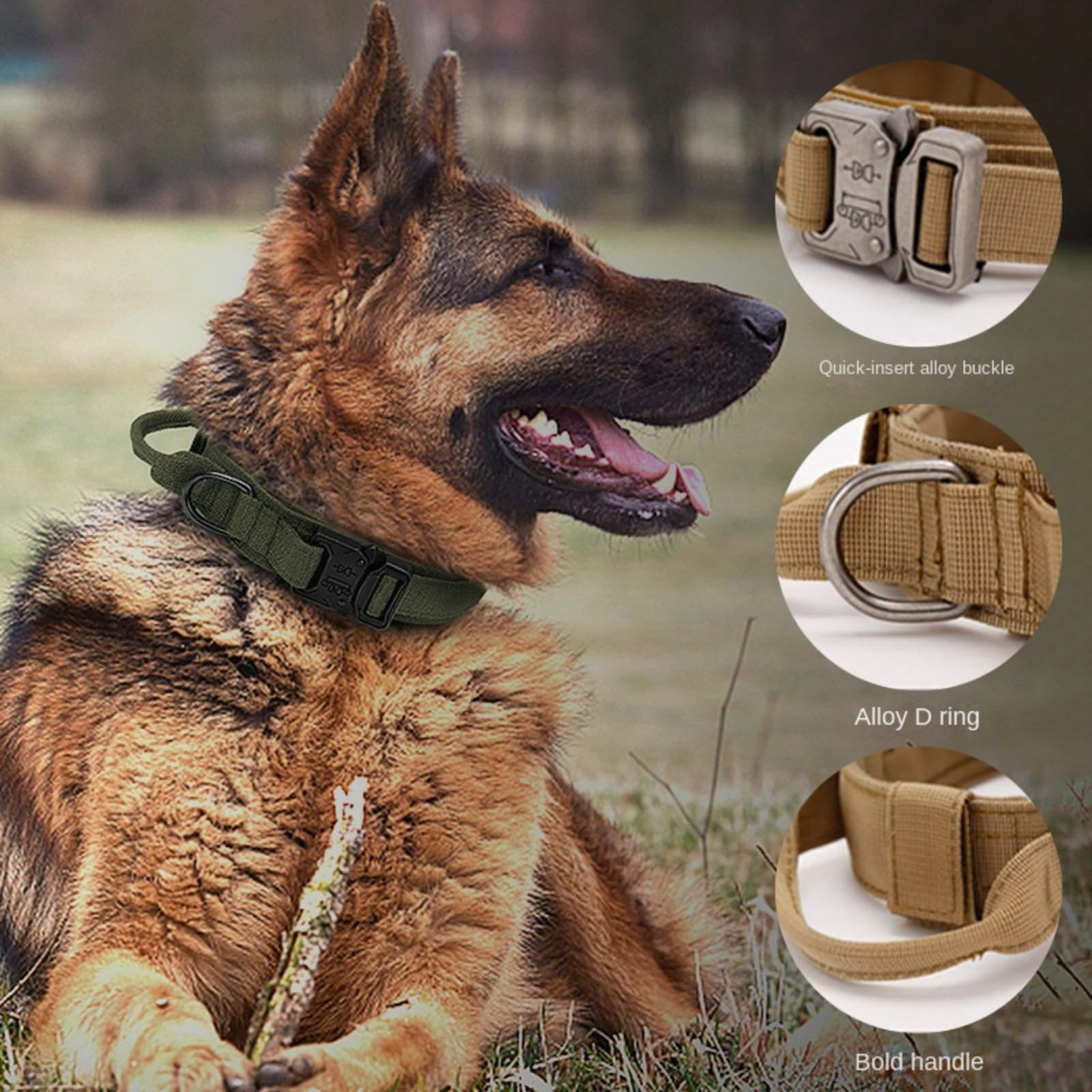 Pettorina Tattica for Cani, Mimetica, in Nylon, di Grandi Dimensioni, Regolabile, Anti-tiro, con Pannelli Molle e Loop /1057(Khaki Color,XL)