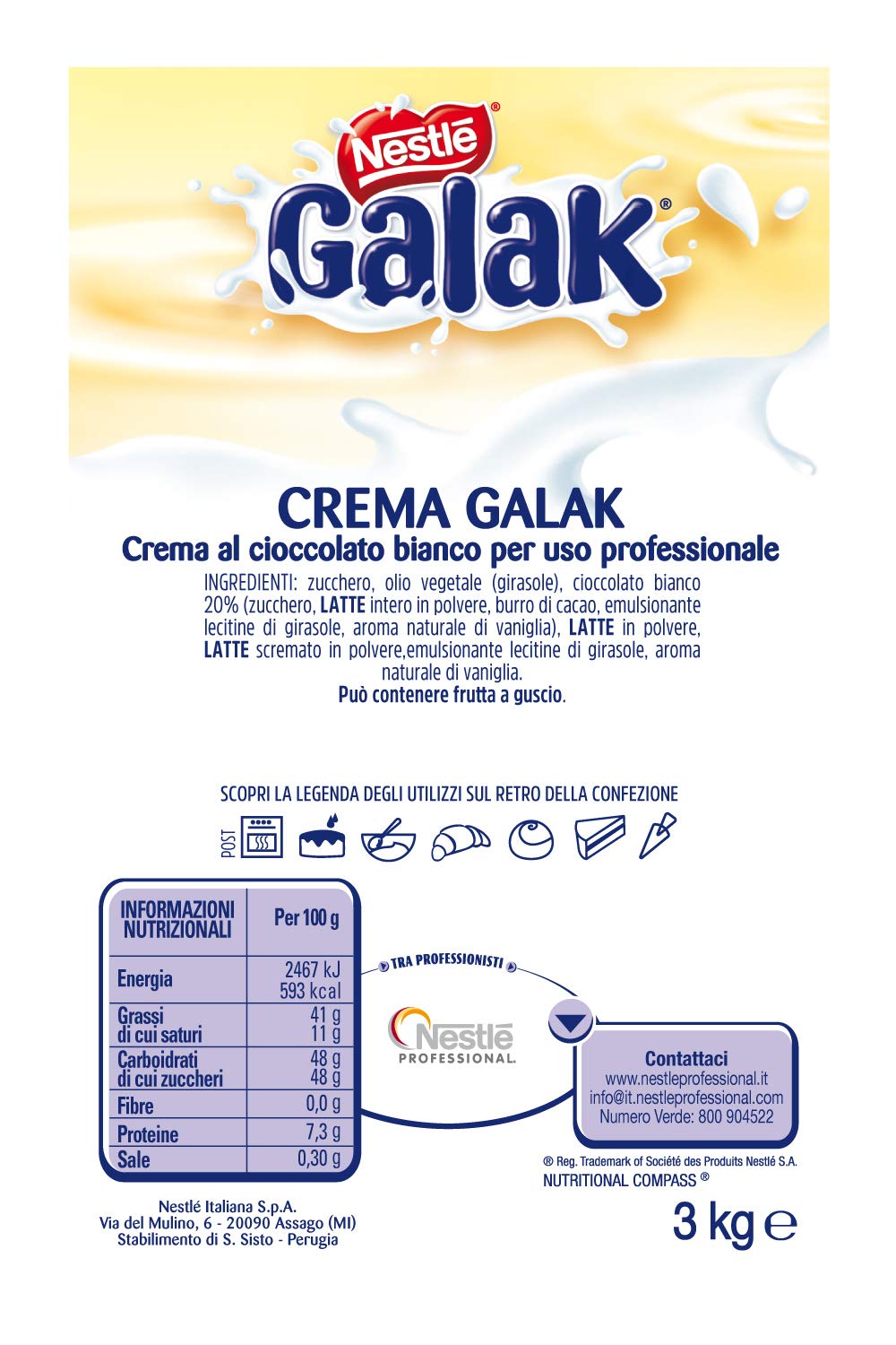 Nestlé Galak Professionale Crema al Cioccolato Bianco - 3 kg