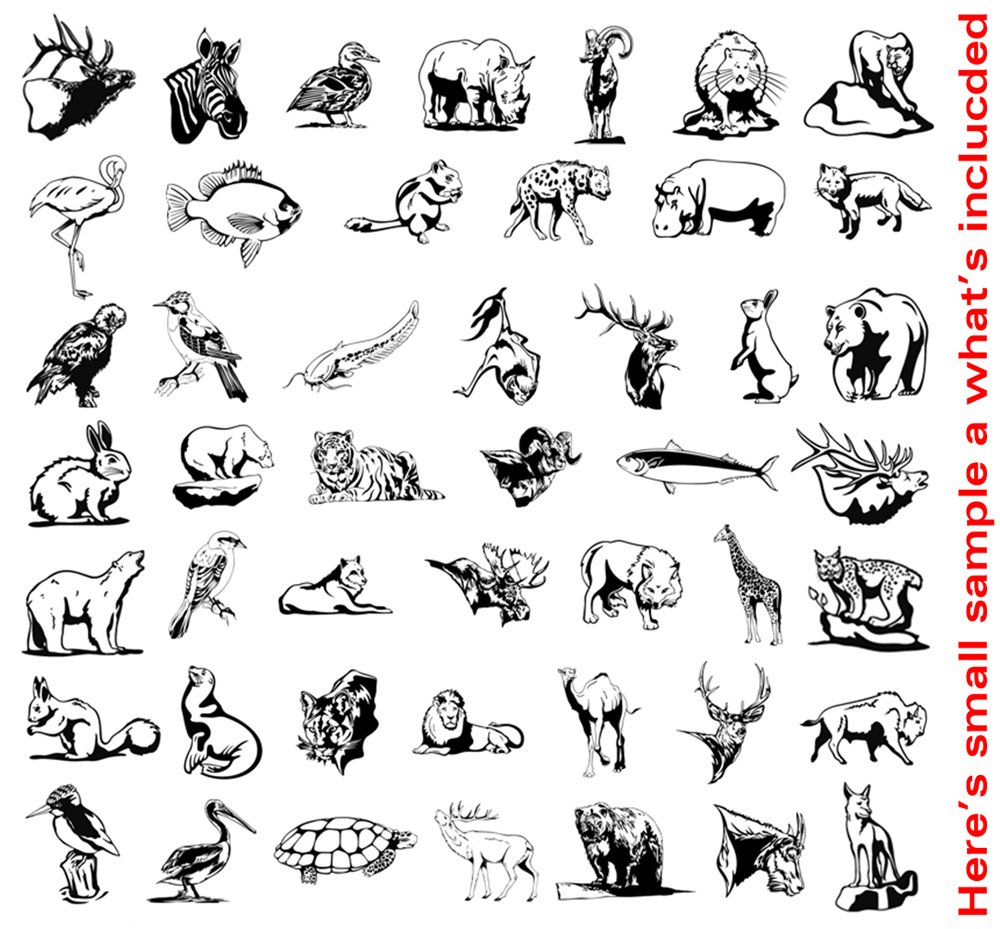 Tiere/Tiere Clipart-Vinyl Cutter Plotter ClipArt Bilder-Sign-Design Vektor-Kunst-Grafiken CD-ROM