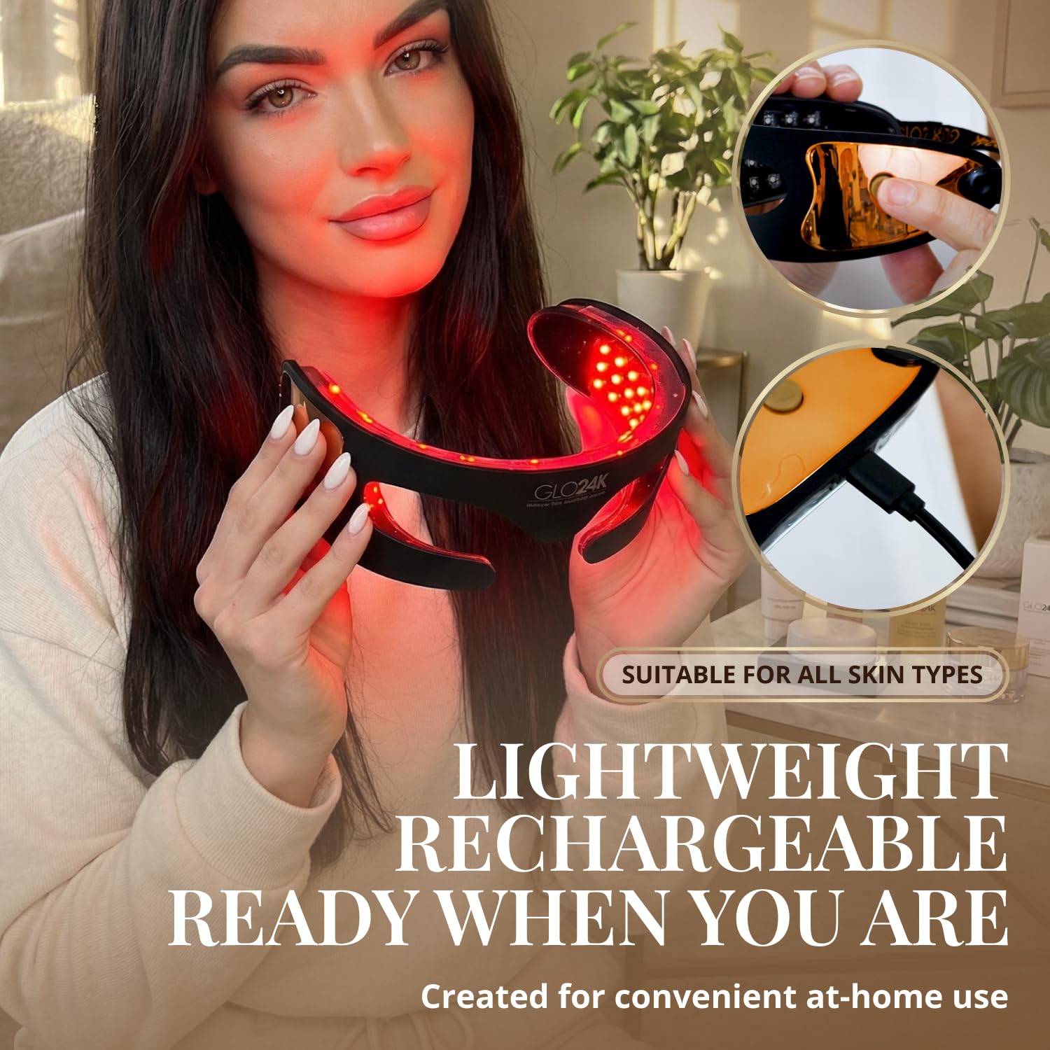 Amazon.com: GLO24K Red Light Therapy Mask – LED Face Mask Light