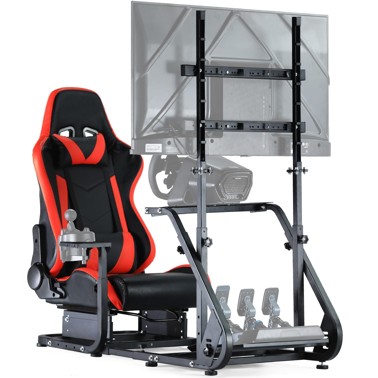 Dardoo G923 Racing Simulator Cockpit with Monitor Frame Fits for Logitech/Thrustmaster/Fanatec/PS4/PC G29 G920 T80 T150,Gaming Wheel Stand with Seat,Not Included Shifter,Wheel,Pedals and Display