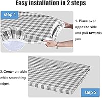 Vista 4 de Fitable Funda impermeable para mesa de picnic a cuadros, para exteriores, con fundas de banco, 3 piezas, mantel de vinilo ajustable de franela de 30