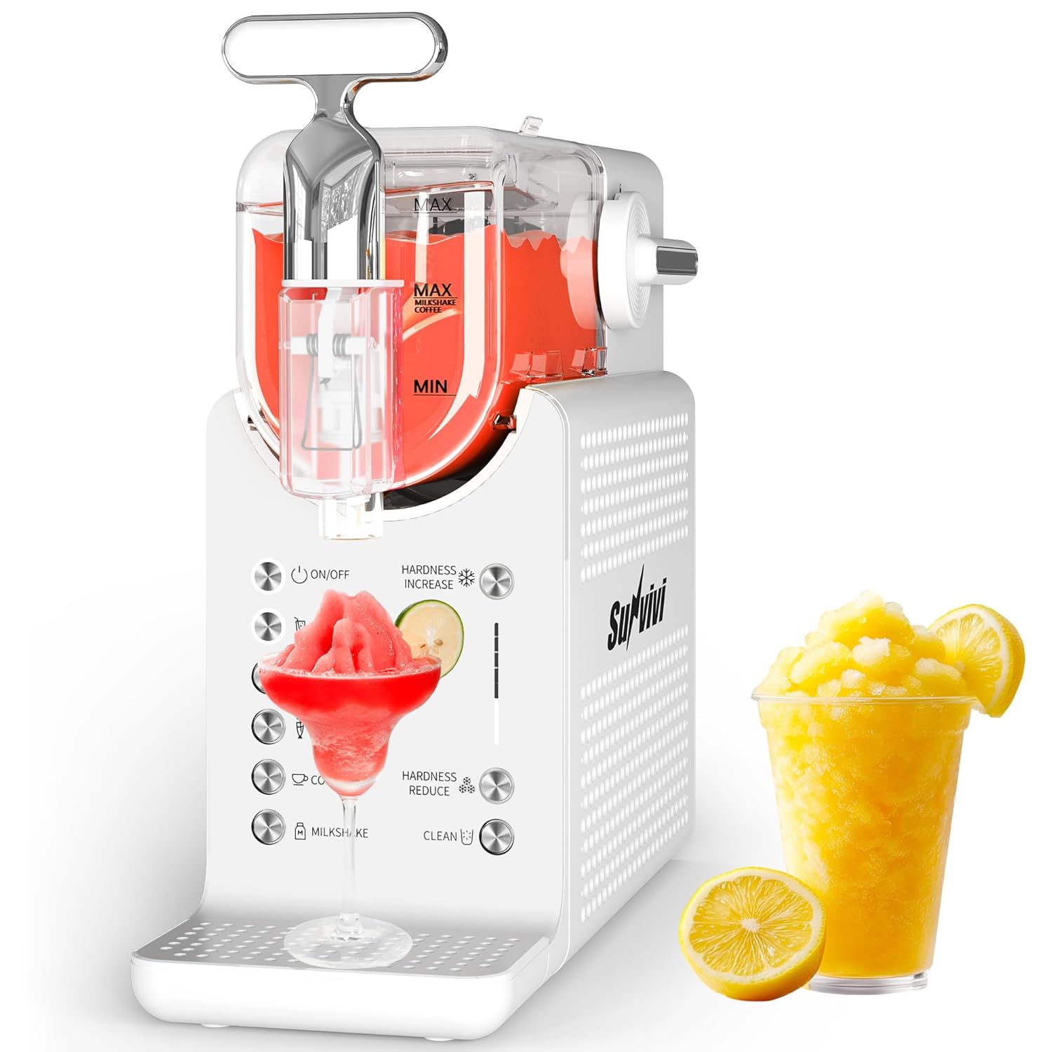 Sunvivi Slushie Machine for Home: 68oz Single-Tank Frozen Drink Maker with Rapid Chill Technology, Self-Cleaning System & 5 Drink Modes, Keep Drinks Cold up to 12 Hours, ETL Certified, White