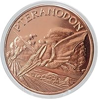 Vista 1 de Dinosaurio Pteranodon Prehistórico - 1 onza.999 cobre puro redondo coleccionable de 39mm moneda de desafío en cápsula - COA de Heavenly Metals