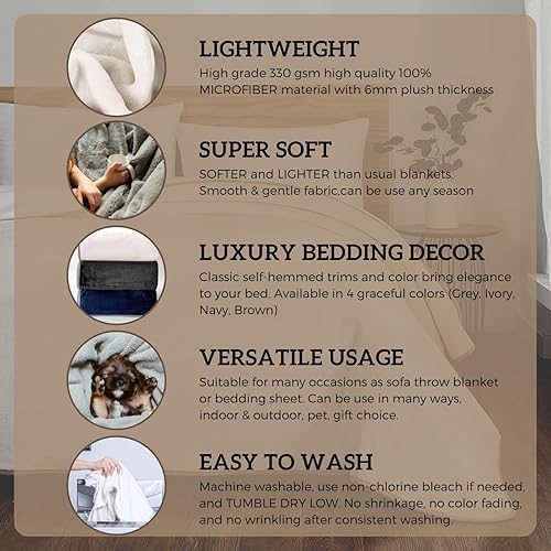 Miniatura 5 de Manta de cama de forro polar, tamaño Queen, ligera, suave, cálida, cómoda, acogedora manta de felpa mullida para todas las estaciones para cama,