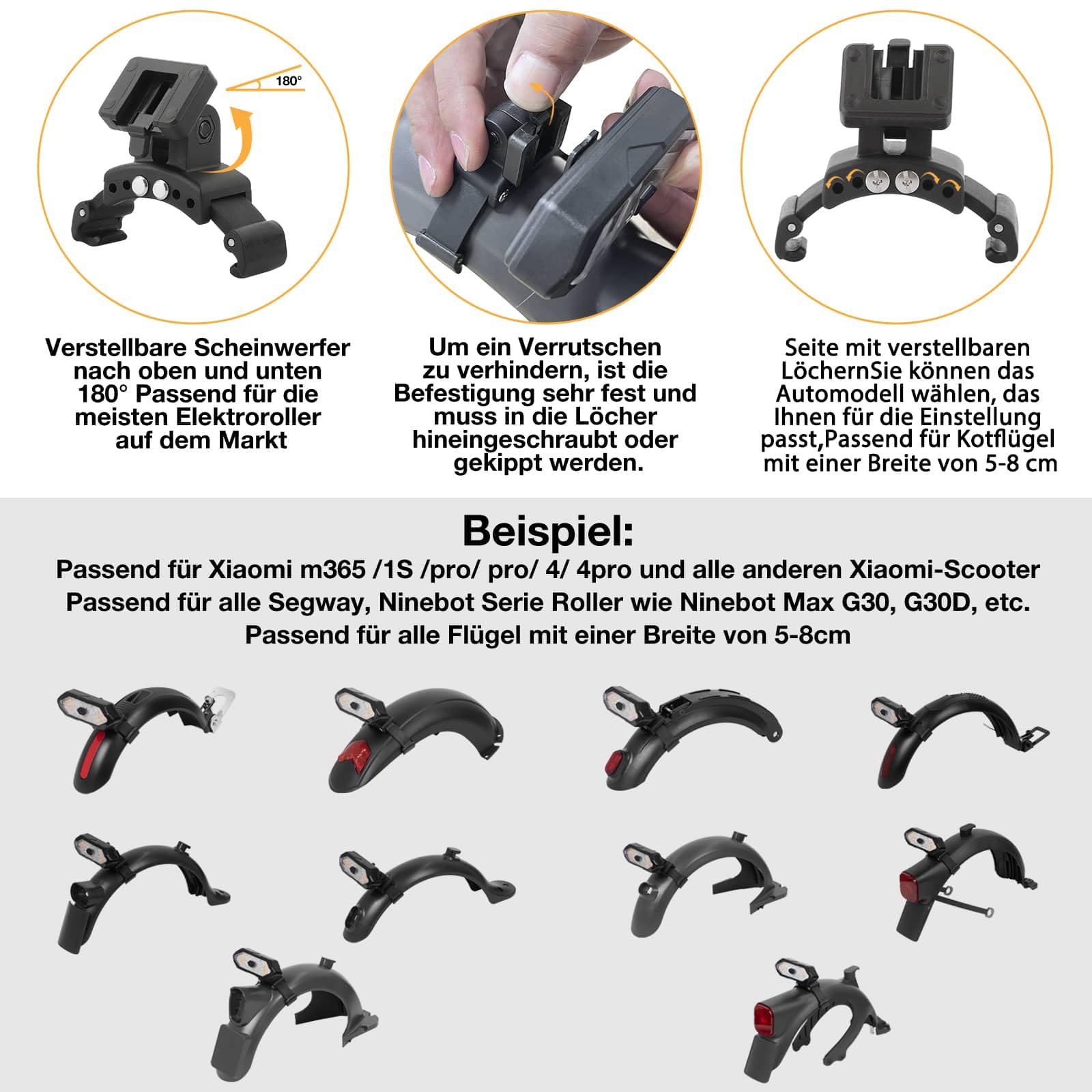 E Scooter Freccia Manico con Luce & Telecomando USB, Controllo 2 Frecce Scooter per Xiaomi M365/Pro2/1S Ninebot ES1/ES2/ES4/G30, Accessori Scooter