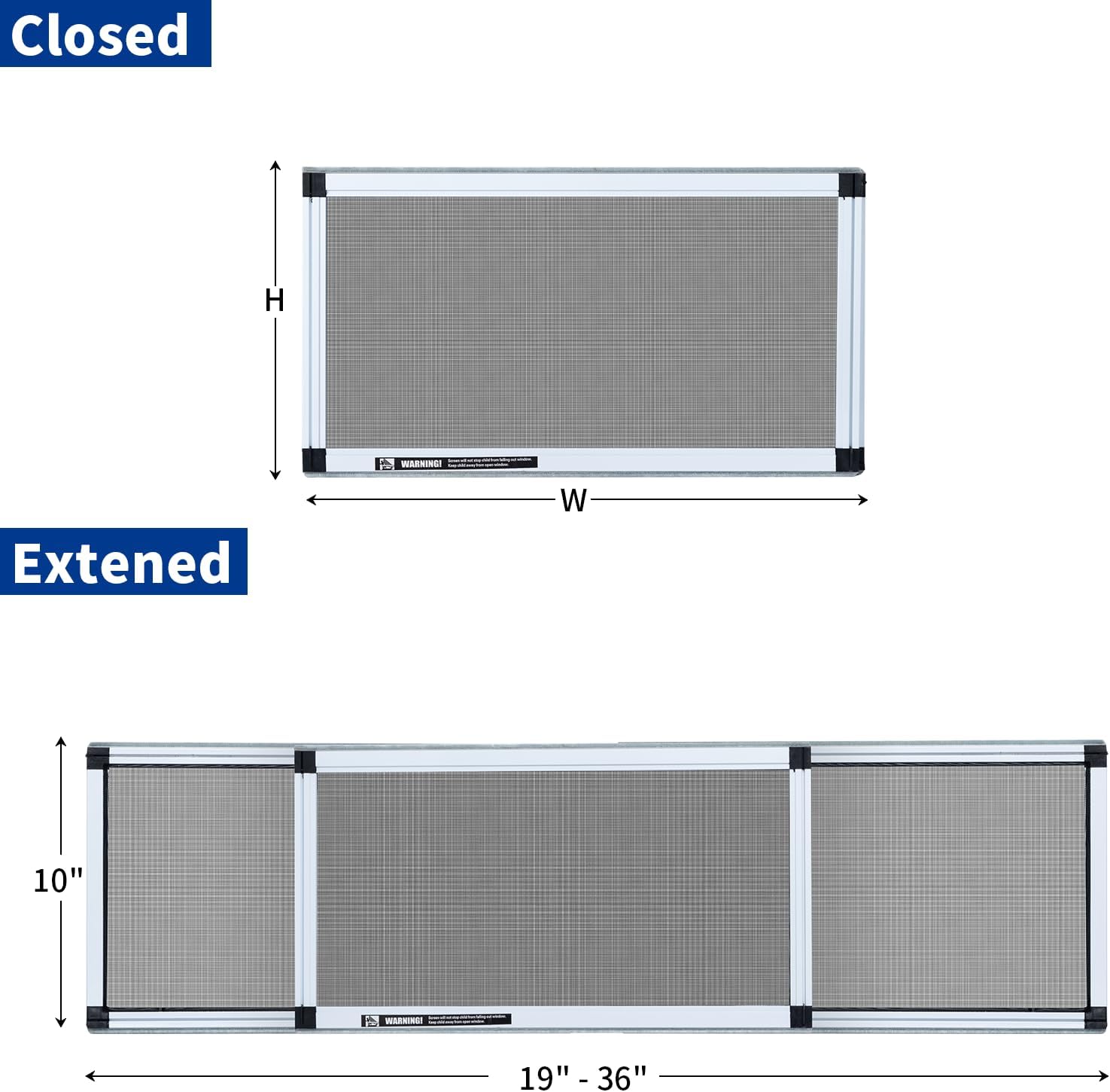 Expandable Window Screen?1 Pack Adjustable Window Screen Replacement (10" H x 19" - 36" W) - Small Replacement Window Screens with Frame Expandable, Aluminum Horizontal Sliding Window Screens