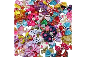Chenkou Craft 20 Pcs of Yorkie Bows for Small Dogs Hair with Rubber Band