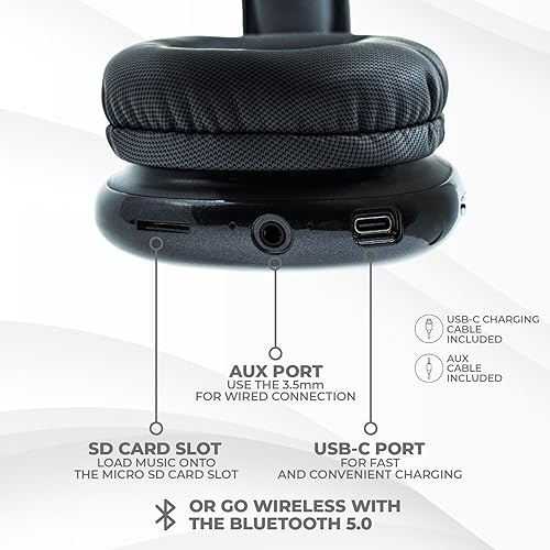 Miniatura 8 de iJoy - Auriculares ultra inalámbricos con micrófono, auriculares Bluetooth inalámbricos recargables sobre la oreja con 10 horas de reproducción,