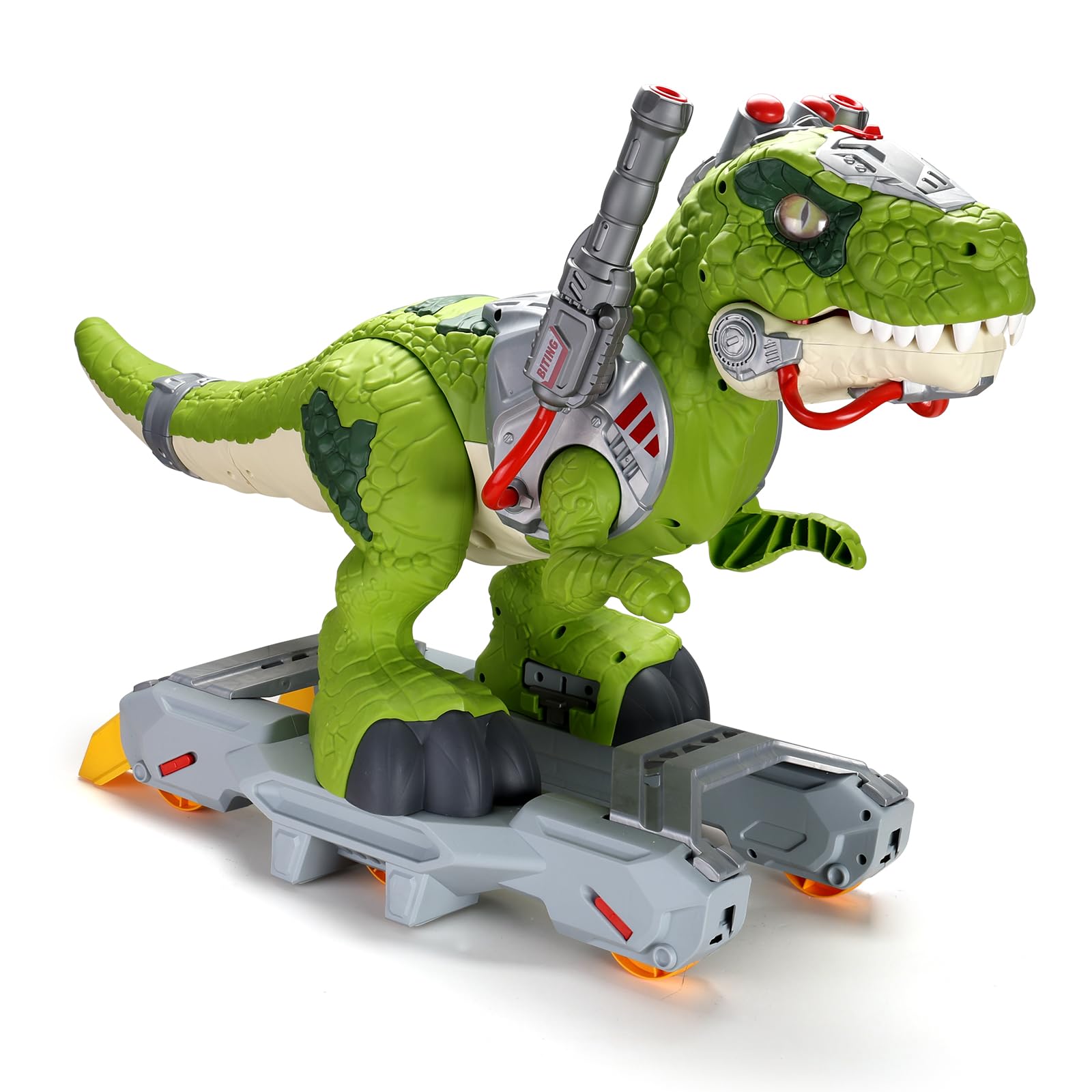 lerrbo Kinder Fahrzeuge in Dinosaurier-Design, elektrische Fahrzeuge für Kleinkinder mit Musik, Licht und RauchEffekt, Tretroller für Vorschulkinder