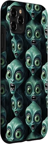 Vista 27 de iPhone 14 Pro Max Trippy Green Cool Alien Funny Party Faces Outer Space Aliens Case