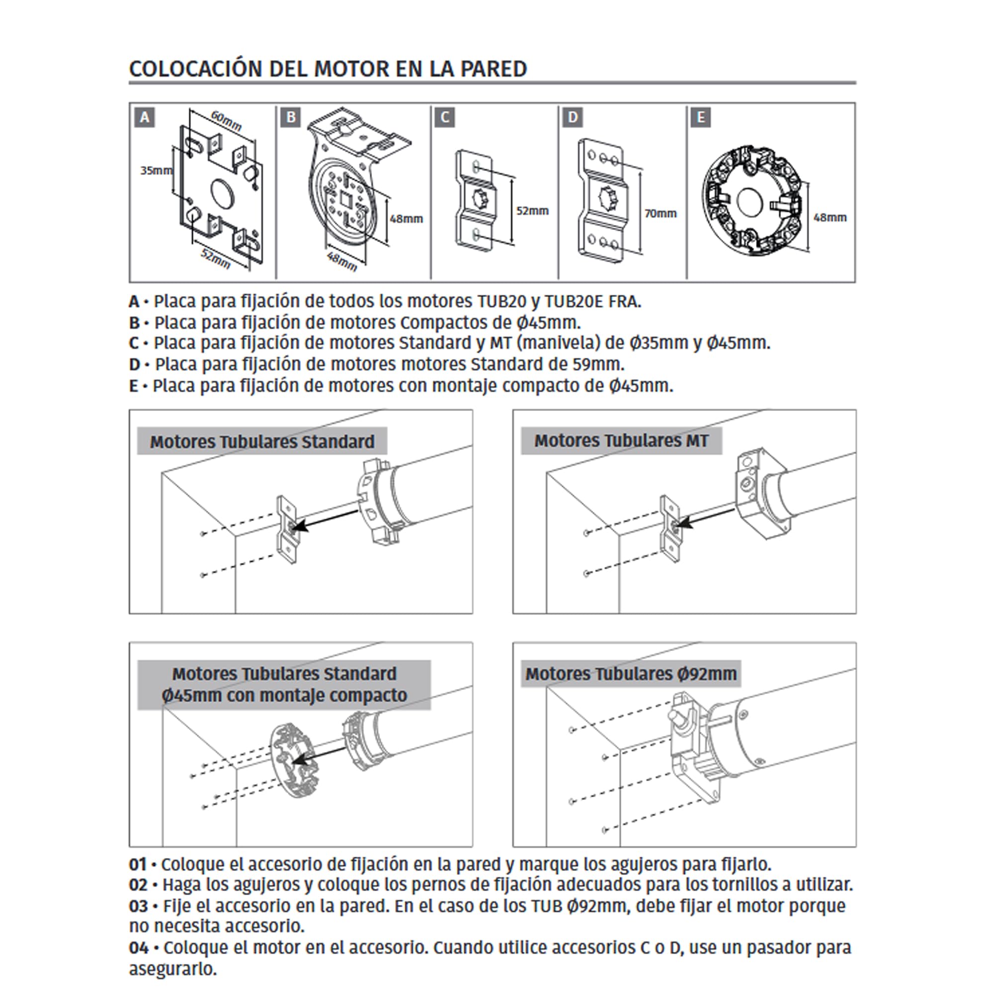 Motor tubular para persianas enrollables M-LINE HASTA 90 kg de peso 20-50 NM bajo consumo fácil montaje incluye accesorios (Con mando, 50 Kg - diam60-30Nm)