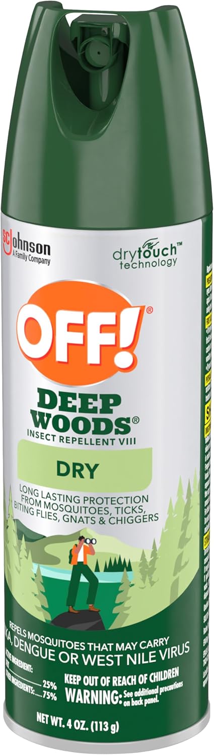 OFF! Deep Woods Dry Bug Spray Insect Repellent VIII Long Lasting Outdoor Protection from Mosquitoes and Ticks 4 Ounce (Pack of 5)