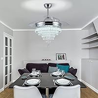 Vista 3 de FRIXCHUR Ventiladores de techo candelabro de 42 pulgadas, candelabros ventilador regulables, ventiladores de techo candelabro LED de cristal