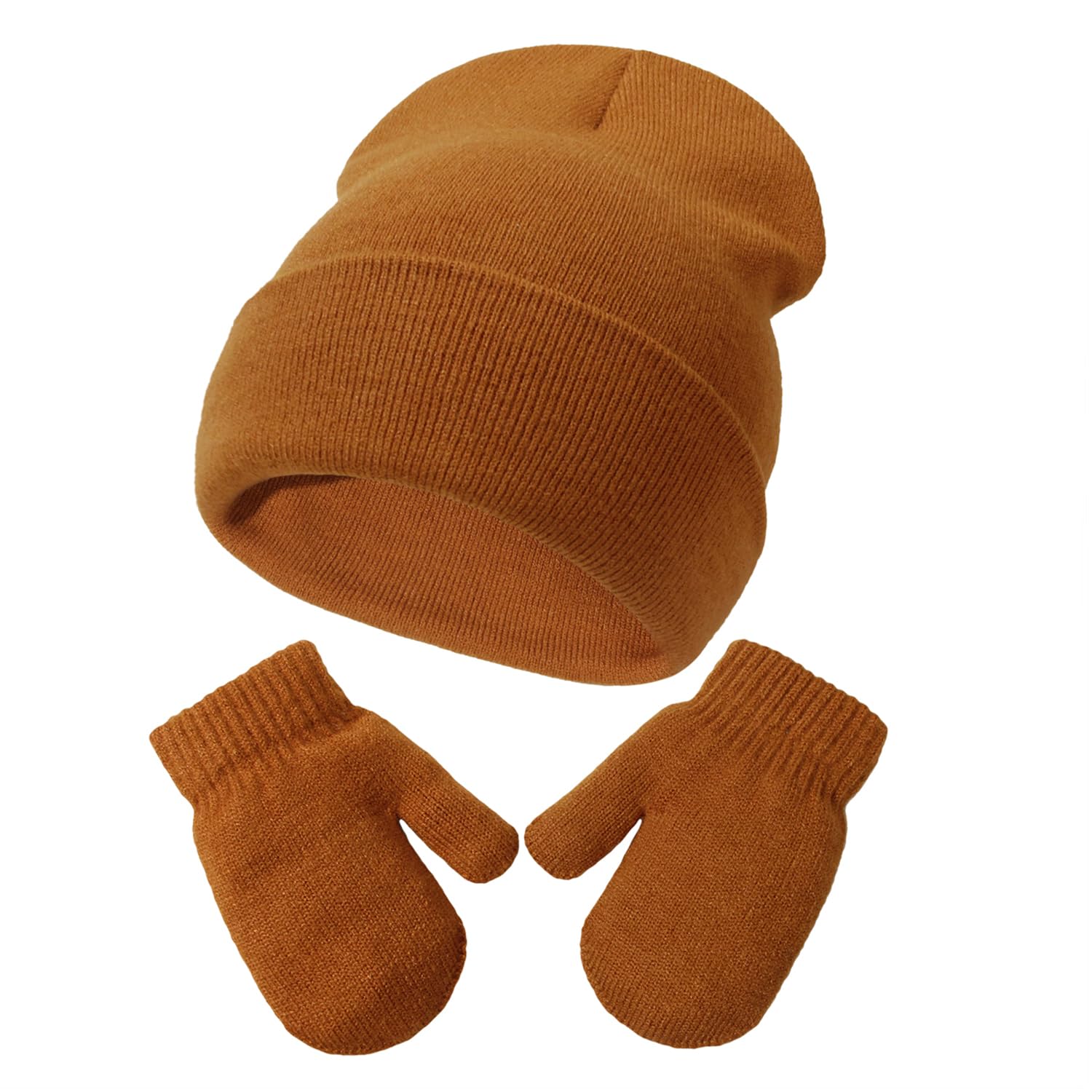 Baby Beanie Hat Gloves Set, Kids Winter Warm Knit Hat with glvoes,Toddler Soft Beanie for Little Boys Little Girls Children
