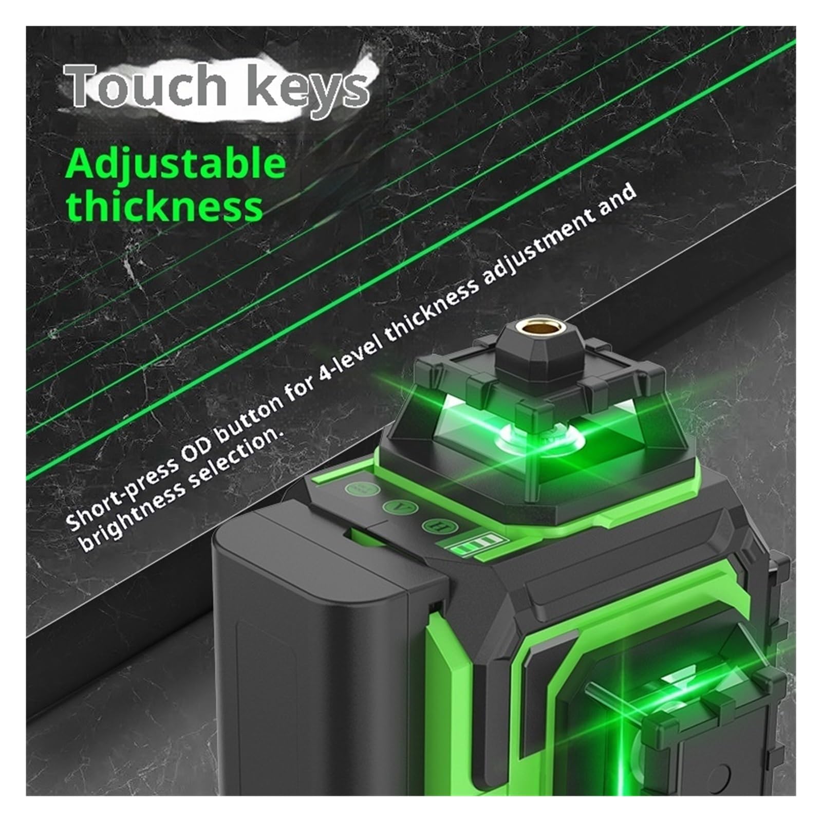 Livello laser, Set Di Strumenti Per Linee Incrociate Autolivellanti Con Livella Laser A Raggio Verde A 16,per la lavorazione del legno(B)