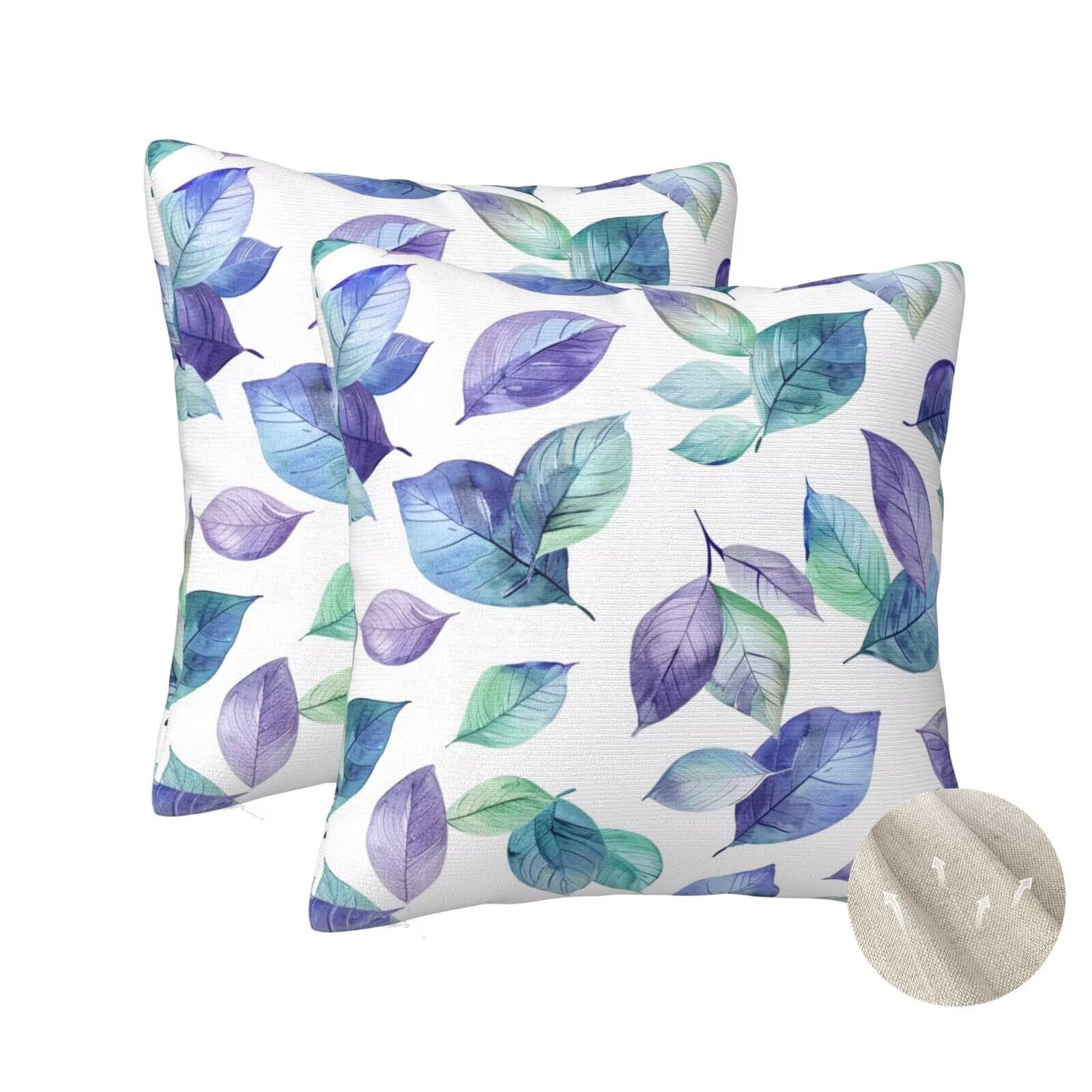 Housses coussin 70x70 cm au motif de feuilles avec fermeture éclair invisible pour chambre