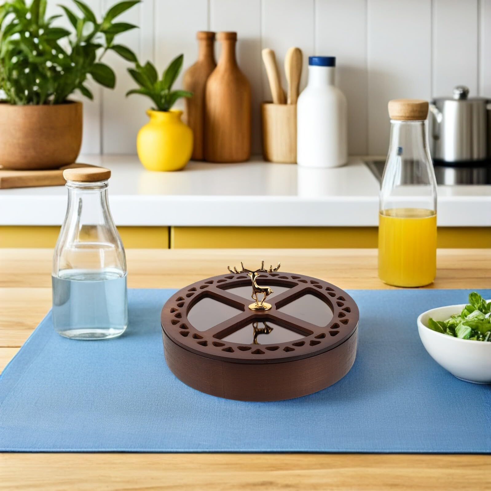 Toyvian Plateau à Fruits Avec Couvercle Boîte De Rangement à Compartiments Pour Fruits Secs Et Noix Plat De Service Divisé