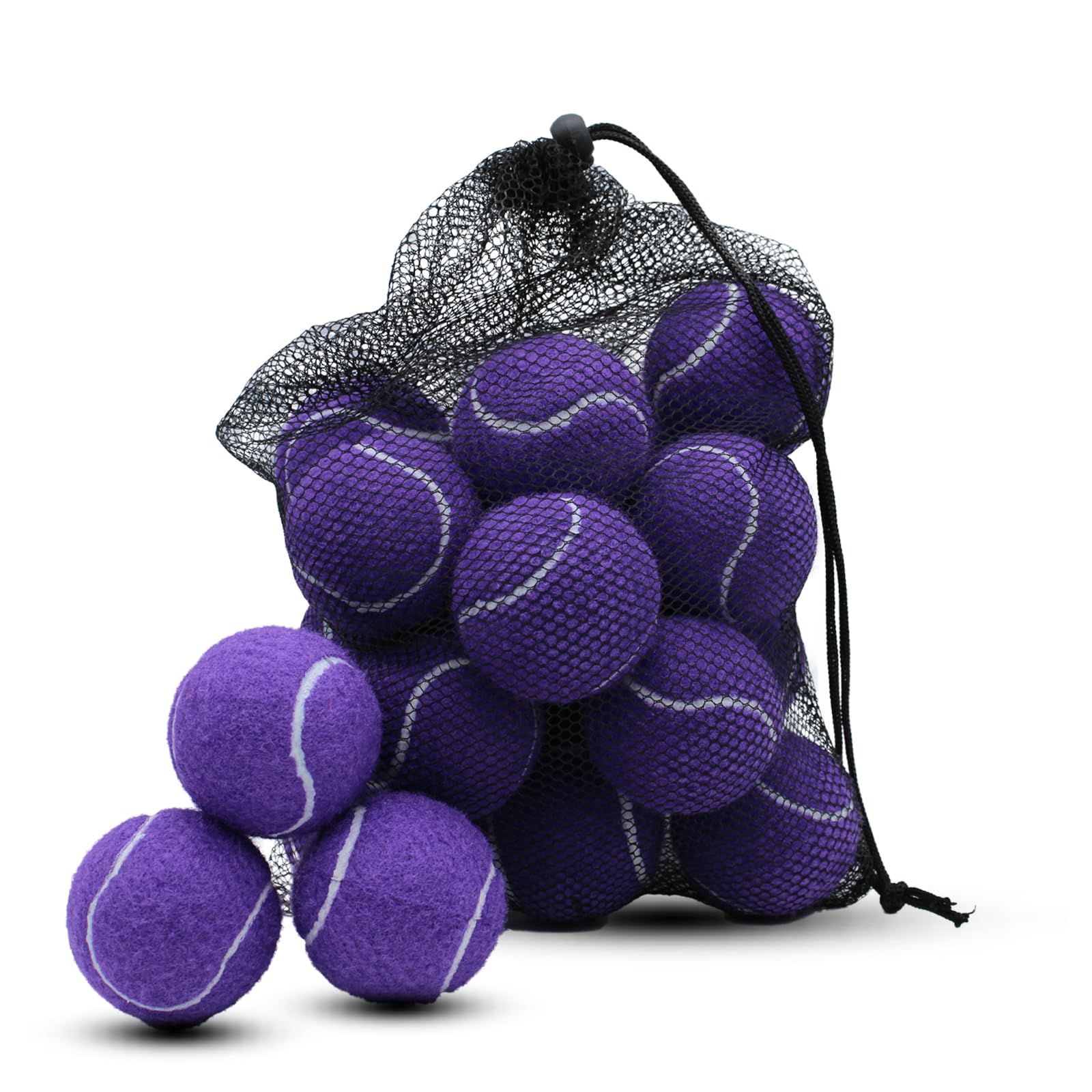 Swingers 20 Pack Tennis Balls,Training Exercise Balls for Pet Dog, High Elasticity Practice Tennis Balls for Beginner, with Mesh Carry Bag Easy to Transport (Purple)