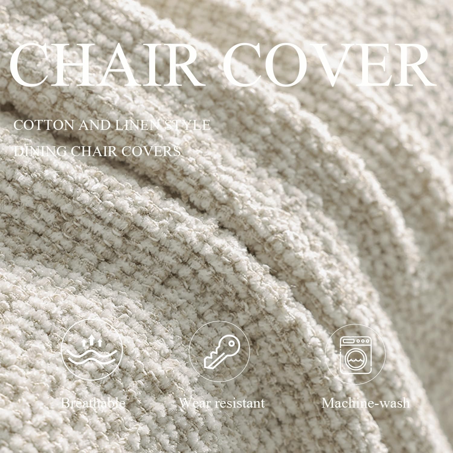 Stretch Dining Chair Covers Set of 2/4/6, Wingback Chair Covers Wingback Side Chair Cover Washable Upholstered Side Chair Covers Armchair Slipcover for Living Room & Dining Room(Beige gray,6pcs)