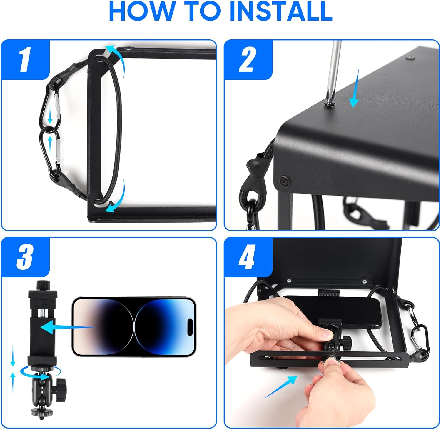 Metal Phone Fence Mount with Adjustable Shade,Game Changer Mounting Kit for iPhone,Mevo Start, GoPro and Other Action Cameras,Fence Mount for Baseball,Softball and Tennis Games