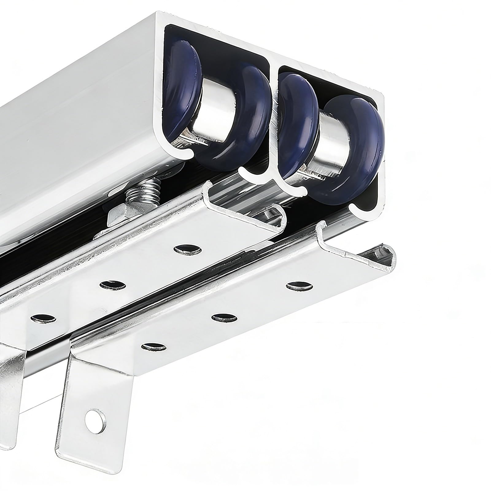 Rail Porte Coulissante Double Plafond, Systeme Porte Coulissante Invisible, Quincaillerie Kit de Rail pour Placard, Salle de Bain et Grange - Capacité de Charge 60 KG