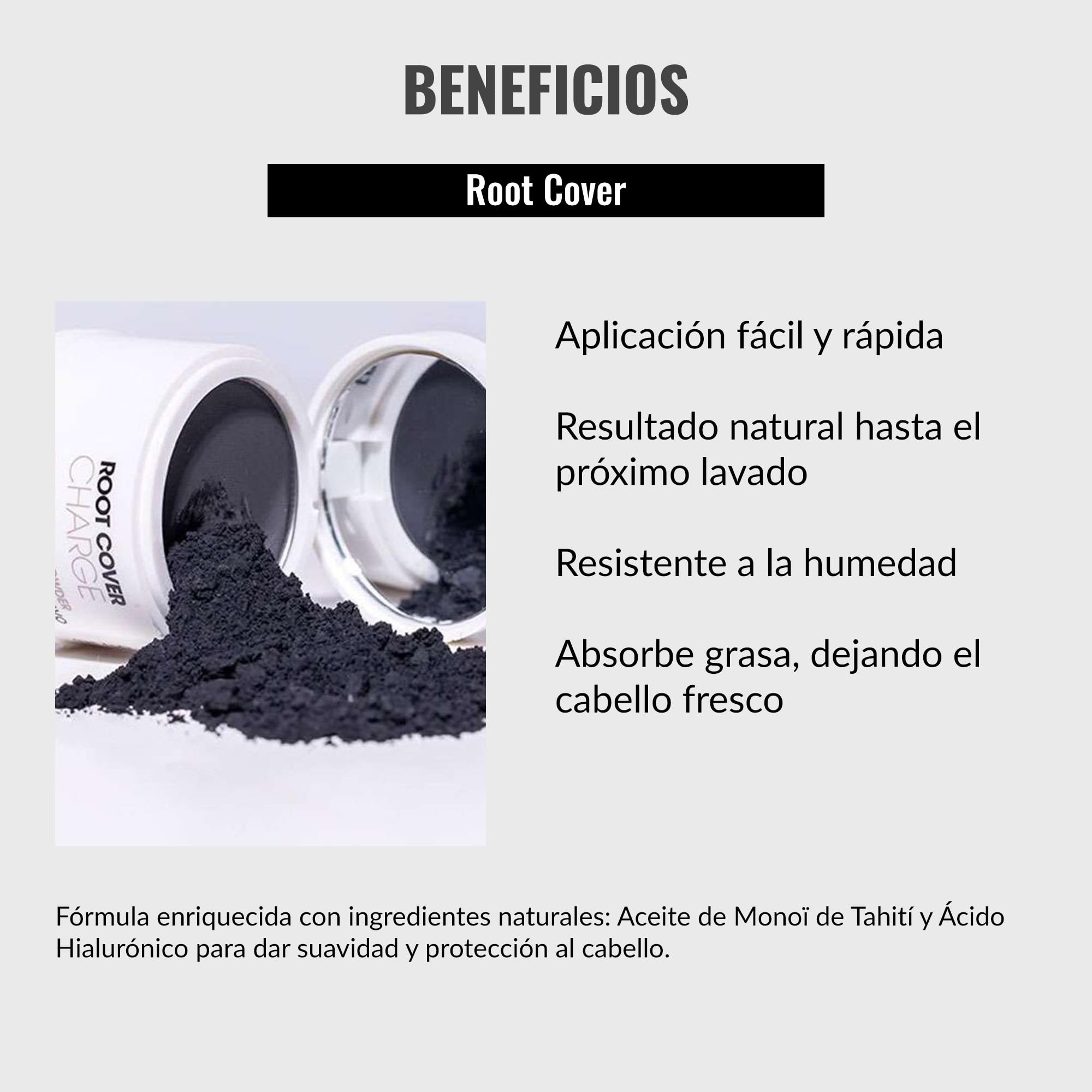 LENDAN - Cubre Raíces Canas en Polvo - Root Cover Charge - 4 g - Color Negro - Polvo Mineral para una Cobertura Fácil, Instantánea y Natural de las Canas - Absorbe la Grasa o Sebo de la Raíz