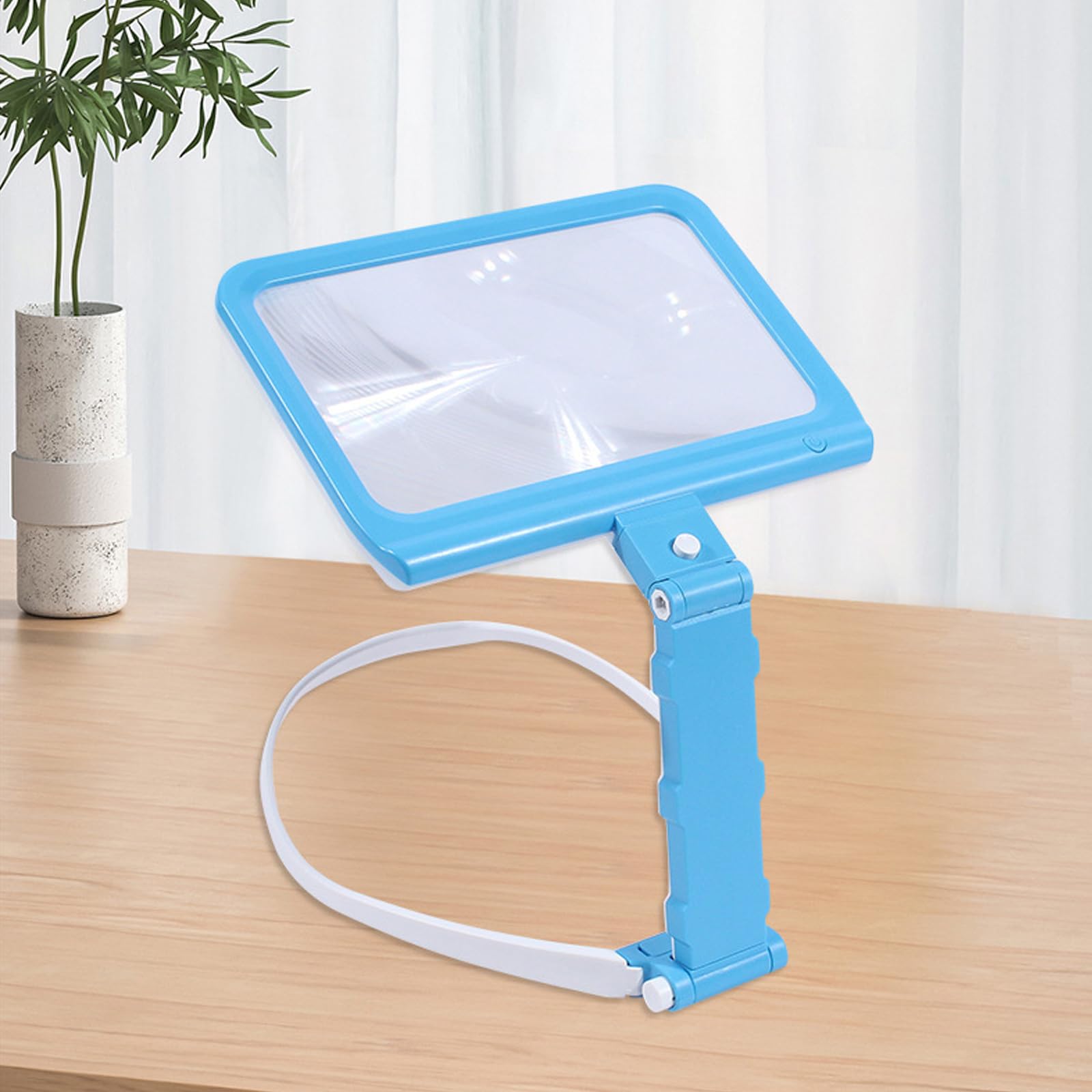 Lupa de ordenador con luz y soporte, ajustable, 48 LED, grande, plegable, lupa de mano