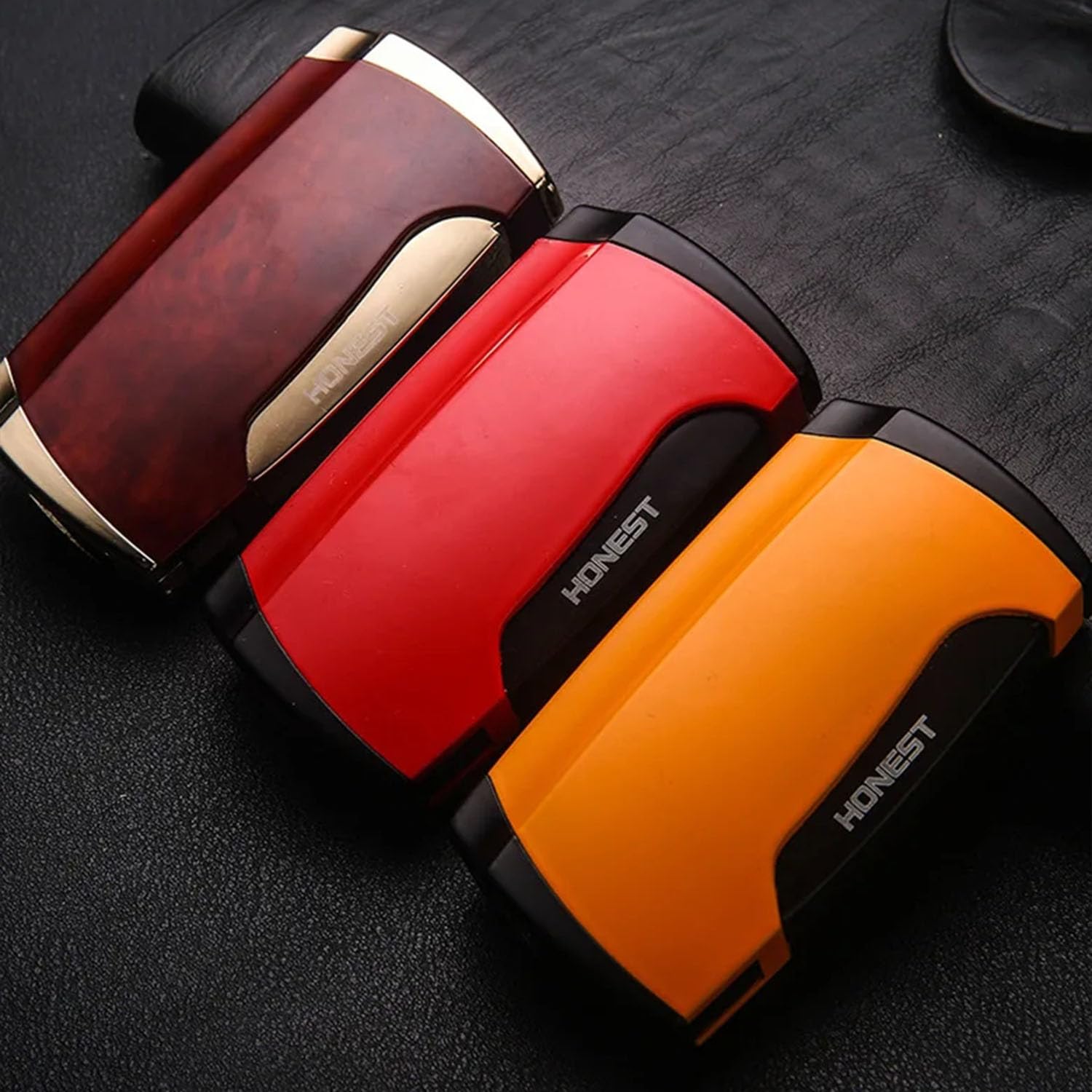 Mini Encendedor Chorro Doble Llama Más Ligero de Gas Butano Recargable y Ajustable con Perforador de Cigarros para Hombres y Mujeres (sin Gas),Red
