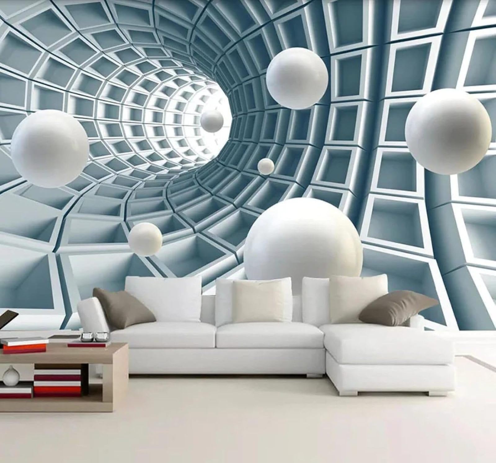 XLMING Three Dimensional Sphere Abstract Tunnel Spatial Extension 3D Wallpaper Luxury Home Dining Decor Paste Sofa Living Room The Wall for Bedroom Mural-400cm×280cm