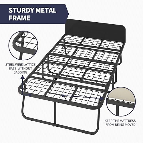 Miniatura 5 de Cama plegable con colchón de esponja viscoelástica, cama plegable de 75 x 46 pulgadas para adultos, cómoda cama plegable portátil para invitados,