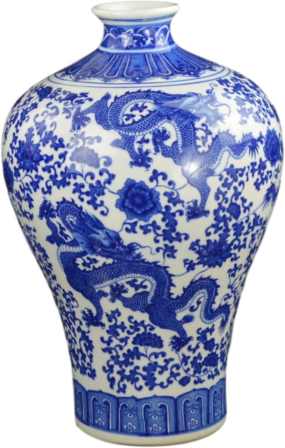 Festcool17" Classic Blue and White Dragon Porcelain Vase, Prunus (Plum) Vase China Ming Style
