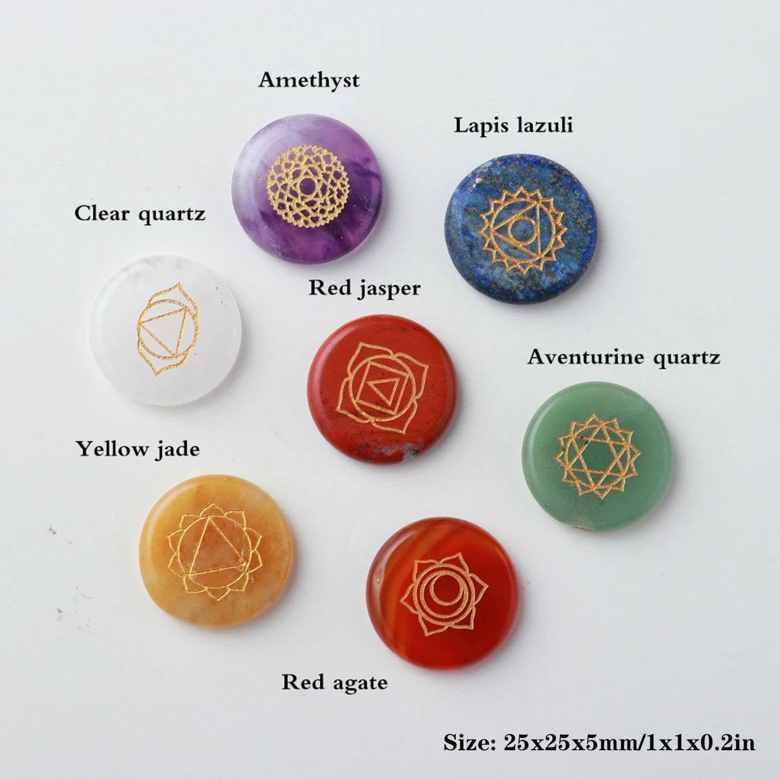 Kit Cristalli 7 Chakra - 7 Pietre Lucidate e Pietre Preziose Burattate con Simbolo Reiki dei 7 Chakra - Cristalli Curativi Set di Pietre per La Guarigione Cristalli di Stregoneria