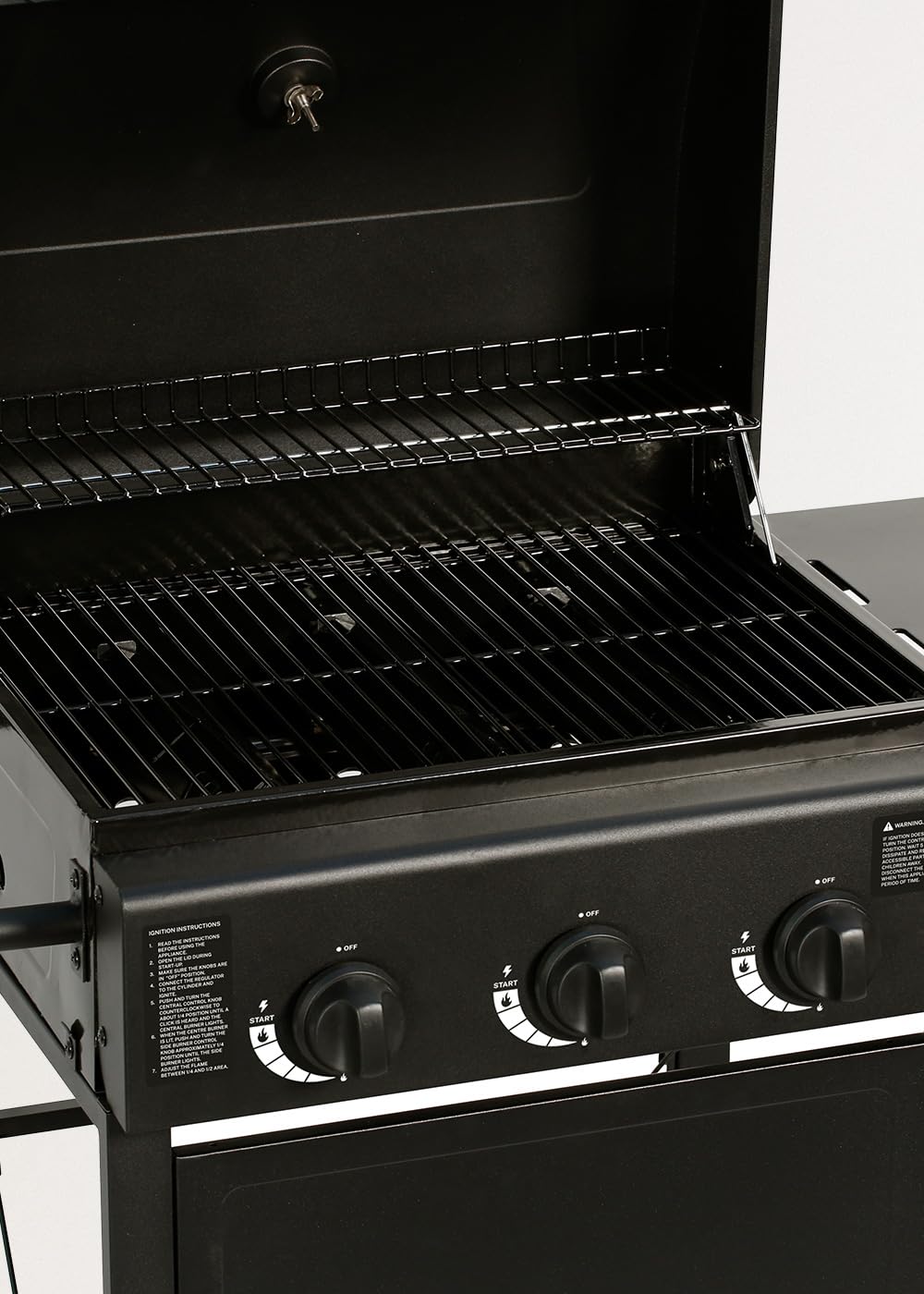 CREATE/BBQ GAS BURNER/Barbacoa de gas de 3 quemadores y mesa abatible/Encencido con botón, gran superficie de cocinado, rejilla de calentamiento, 9kW