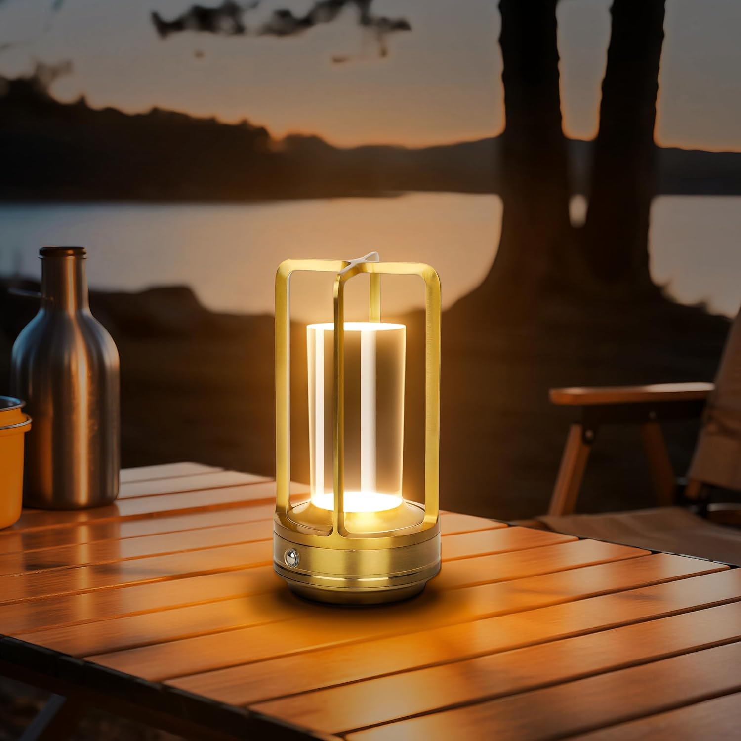 Cordless Table Lamp with Touch Control - 3-Color Stepless Dimming, Portable Rechargeable Desk Light for Bedroom, Camping & Indoor/Outdoor Use