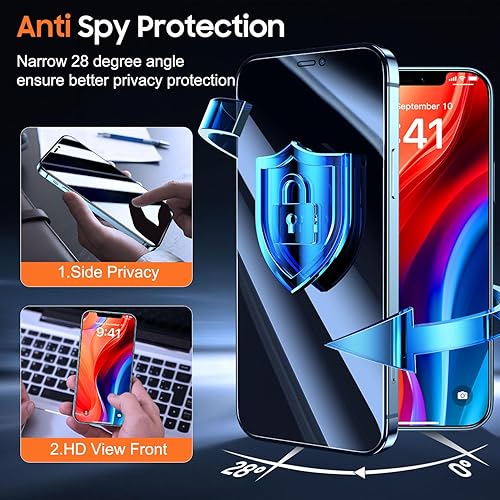 Miniatura 2 de UniqueMe compatible con iPhone 11 (6.1 pulgadas) No es compatible con iPhone 12 Protector de pantalla de privacidad de vidrio templado y protector