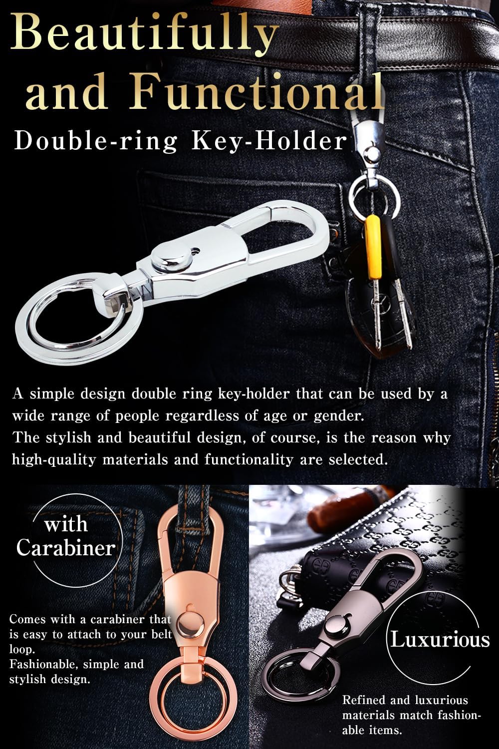 【Joy Bonus】 Keychains for Car Keys Detachable Carabiner Japan Import