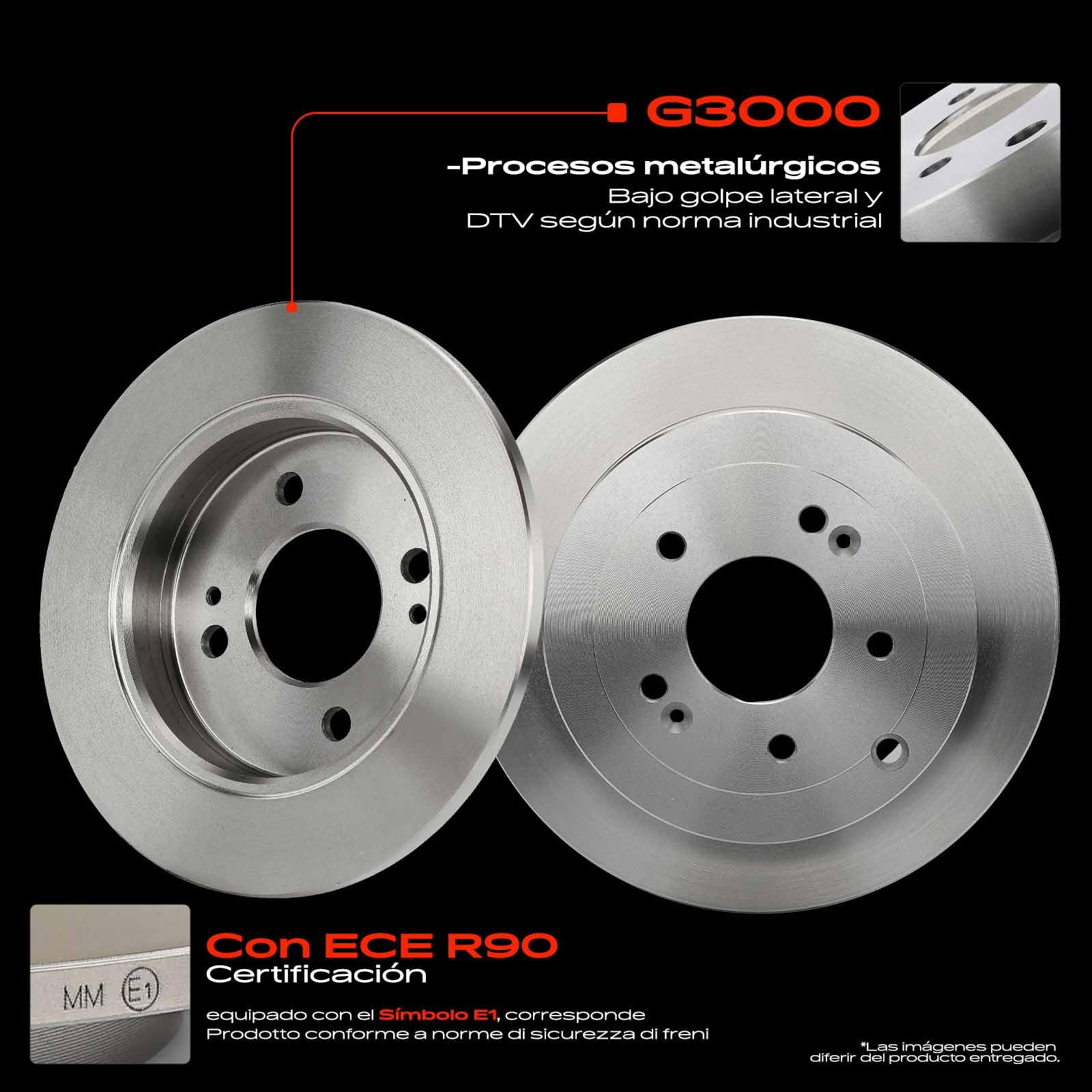 Frankberg 2 discos de freno + 4 pastillas de freno | 5830207A10, 5830207A00; Compatible con: Picanto TA, i10 PA, Picanto SA