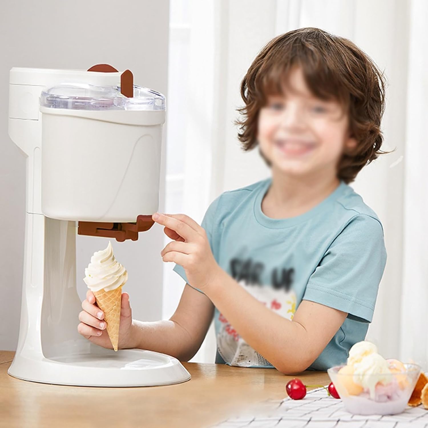 Ice Cream Maker Machines Soft Ice Cream Machine Semi-automatic 1000ML Household Ice Cream Making Machine Fruit Dessert Yogurt Cone Ice Cream Maker Ice Cream Maker Yogurt Machine