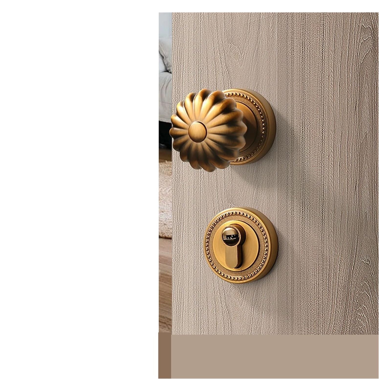 NYRXRYTCA Spherical Door Lock Spherical Lock Simple American Indoor Door Lock Gold Silver Silent Split Room French Door Lock(Silent lock)
