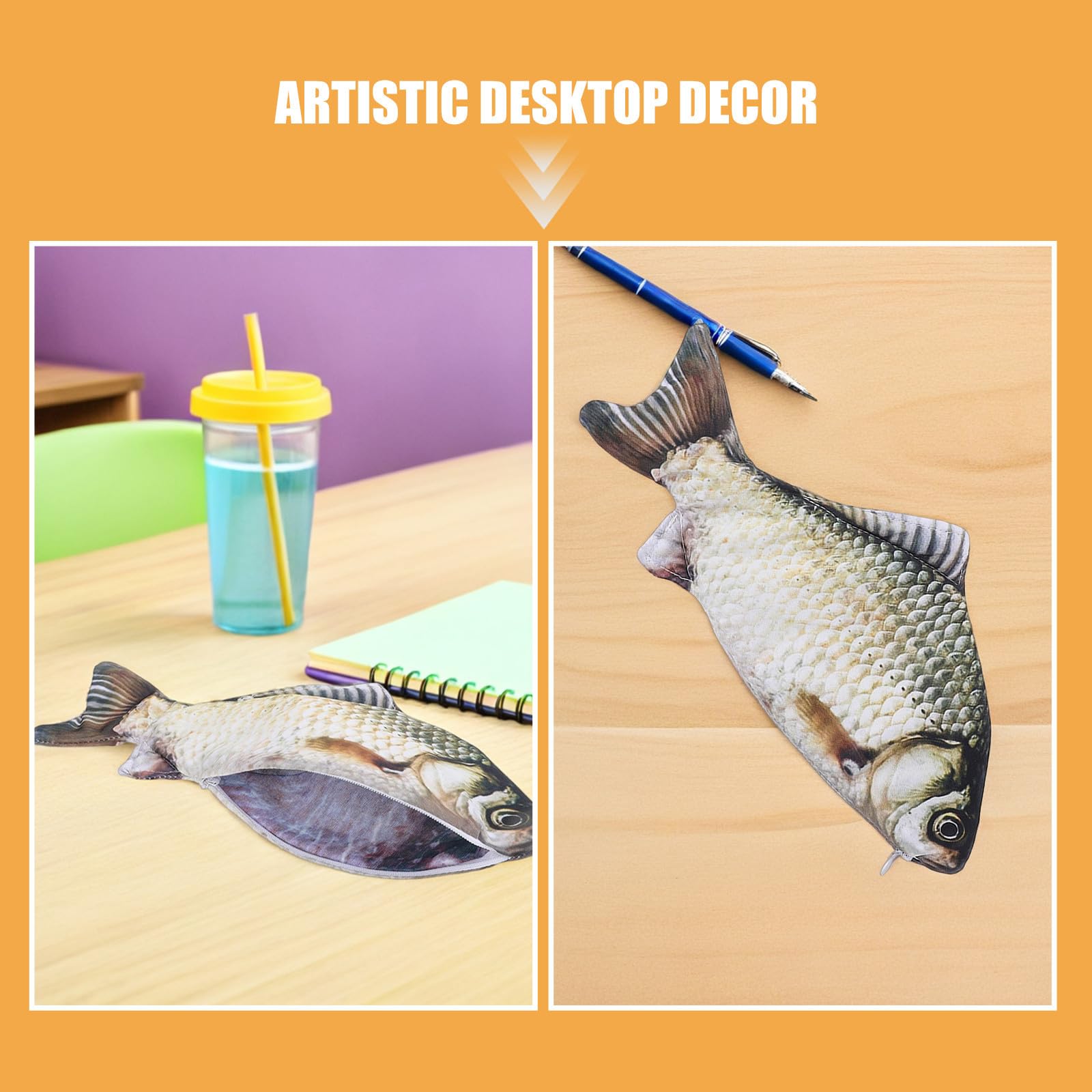 Tofficu 15 Pezzi Astuccio Portapenne Creativo a Forma di Pesce Carpa in Poliestere, Spazioso e Realistico per Organizzare Penne e Matite, per Ufficio e Halloween