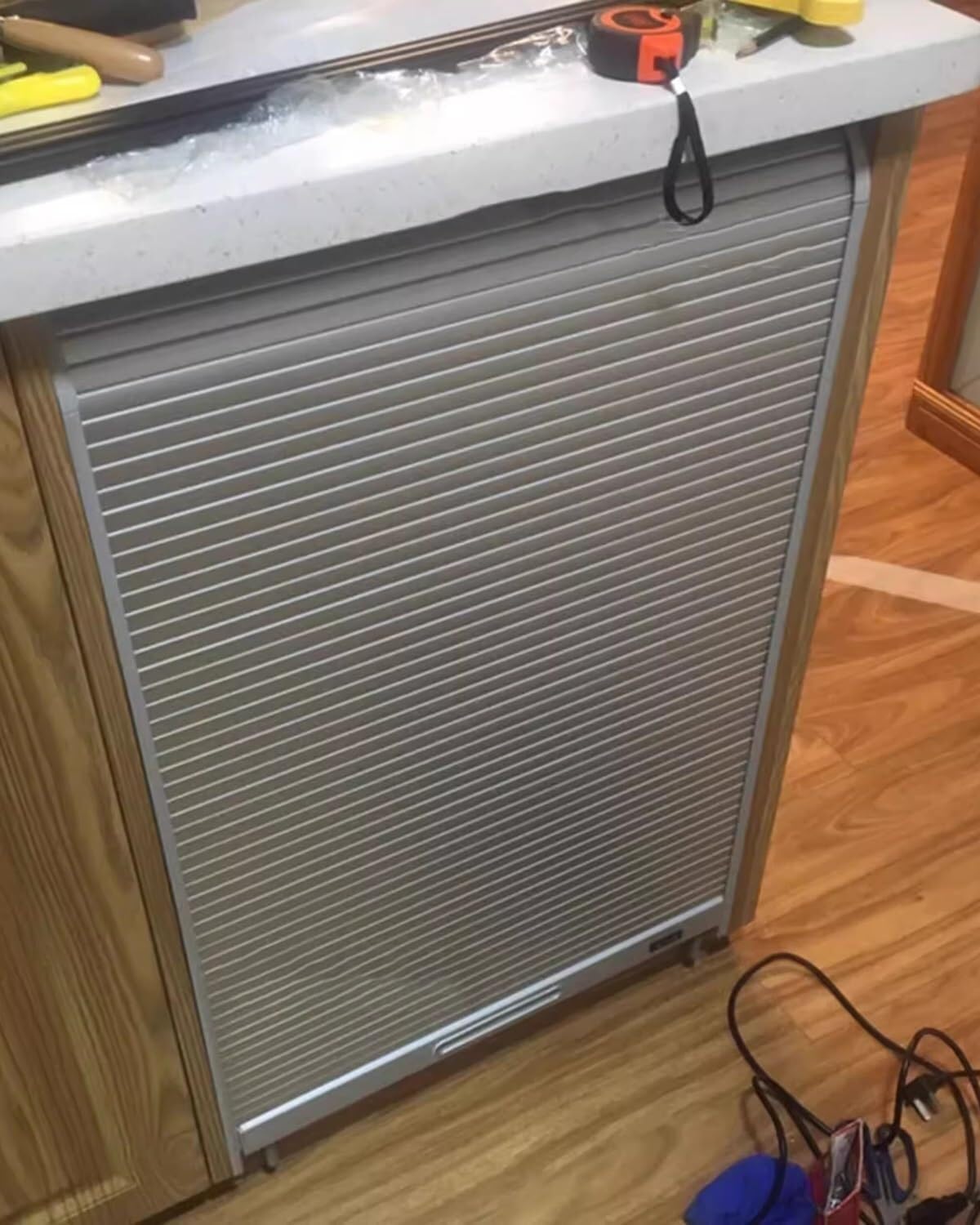 Foelanne Silver Accordion Folding Door Kit, Abs Accordion Folding Tambour Door Kit 40X50-120Cm(40X100cm/16X39in)