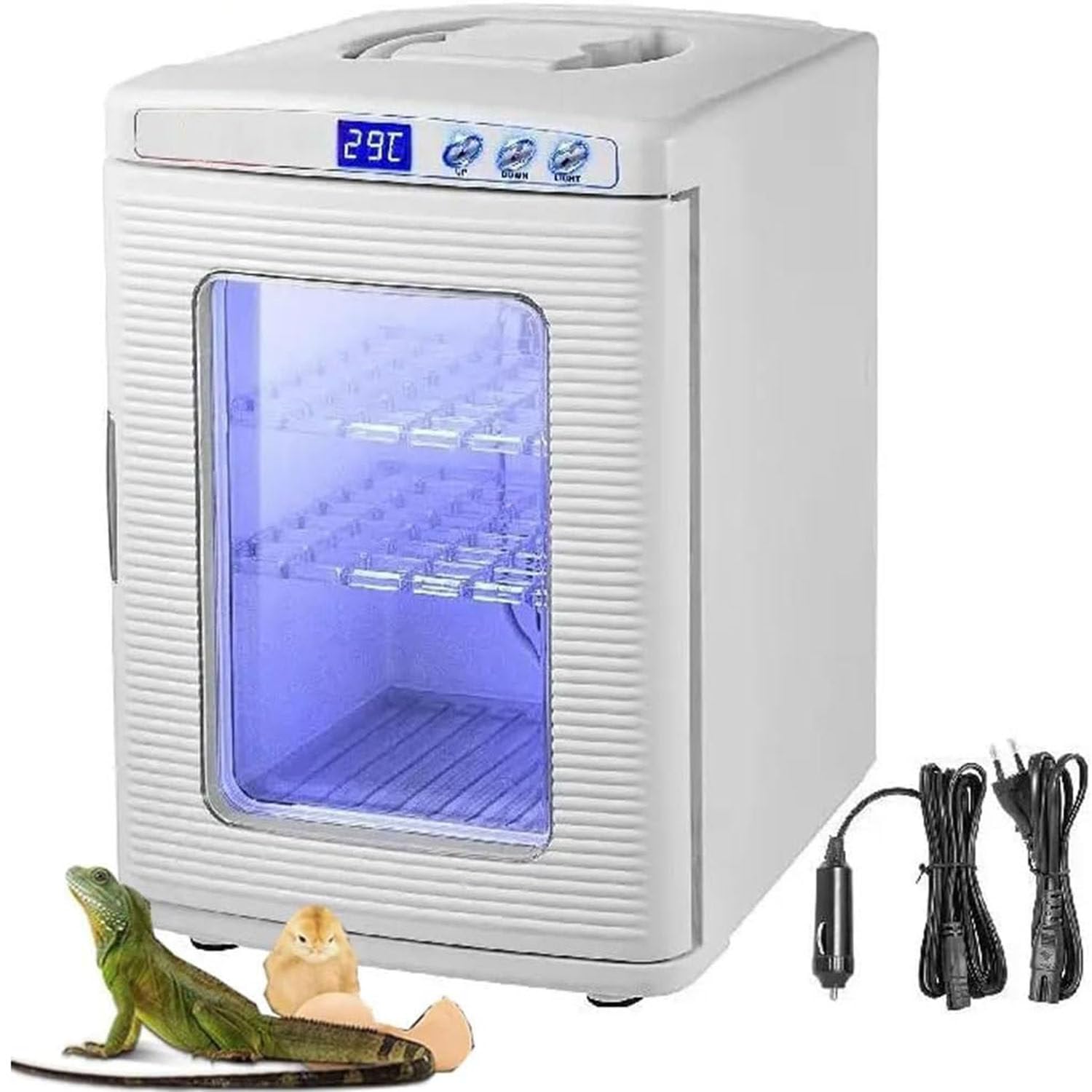 Incubadora de reptiles, incubadora digital de laboratorio con control de temperatura de 5 °C a 60 °C, ideal para huevos de reptiles y reptiles pequeños, características de refrigeración y calefacción