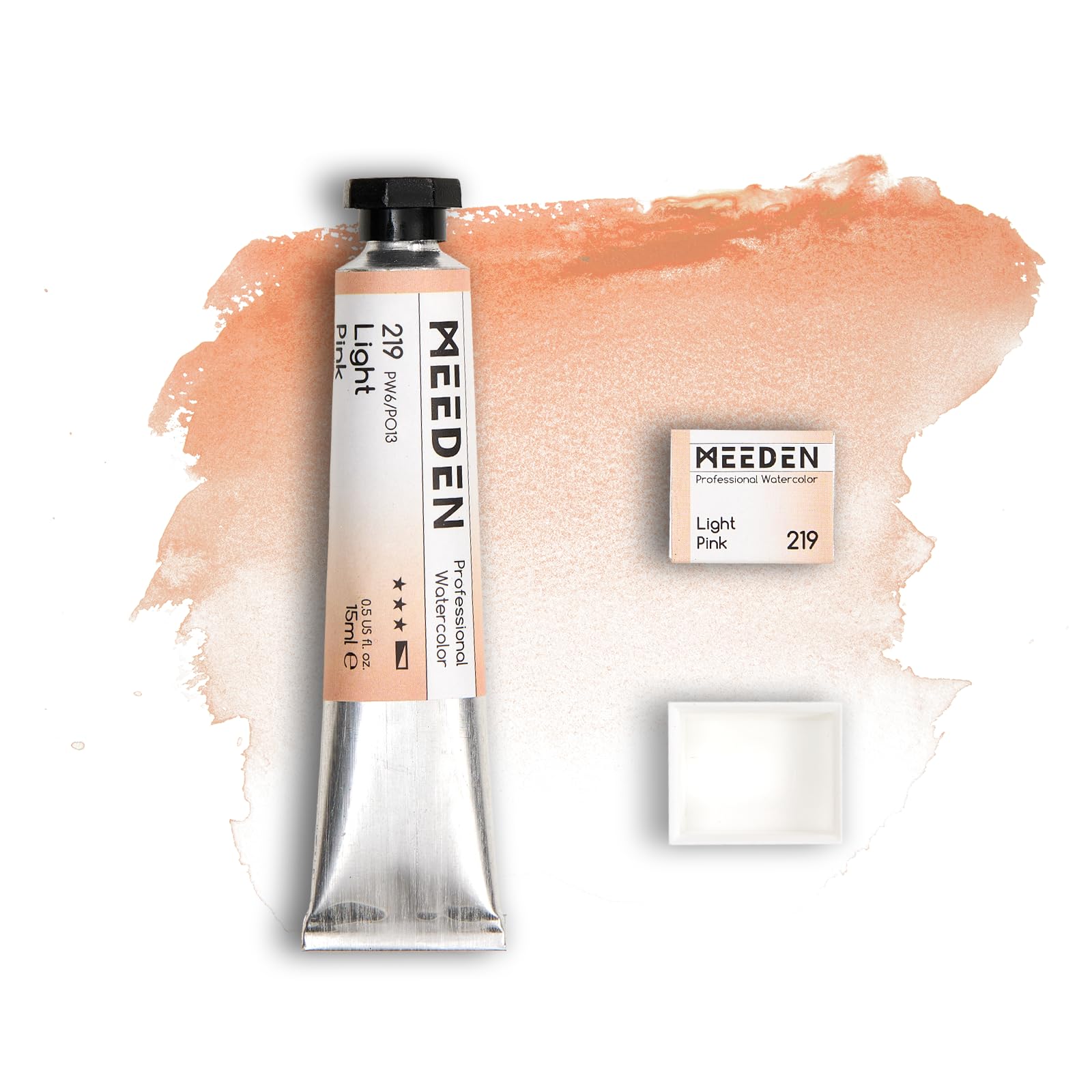 MEEDEN Künstler Aquarellfarbe Hellrosa: 15ml Tube, Halbfeuchte Farb-Napfhälfte und Leere Napfhälfte Set für Künstler und Profis