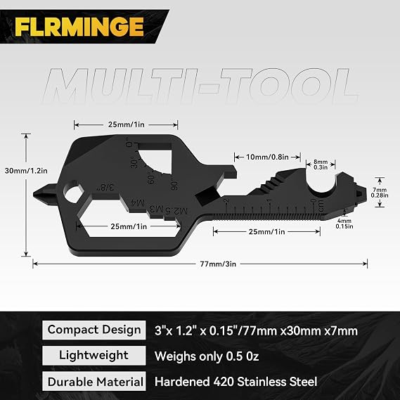 Key Shaped Pocket Multitool 20-in1 Multi Tool, Stainless Steel Keychain Utility Gadget,Gift for Men, Women, Father,Groomsmen, Valentine's, Birthday, Christmas